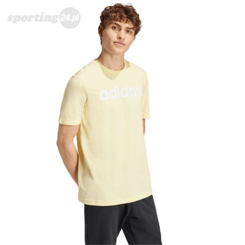 Koszulka męska adidas Essentials Single Jersey Linear Embroidered żółta IZ4769 Adidas Koszulka męska adidas Essentials Single Jersey Linear Embroidered żółta IZ4769 Adidas