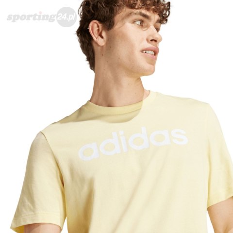 Koszulka męska adidas Essentials Single Jersey Linear Embroidered żółta IZ4769 Adidas Koszulka męska adidas Essentials Single Jersey Linear Embroidered żółta IZ4769 Adidas