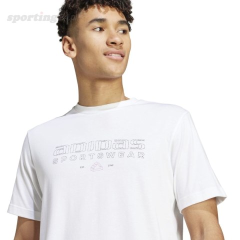 Koszulka męska adidas Tech Linear Graphic biała IW2690 Adidas Koszulka męska adidas Tech Linear Graphic biała IW2690 Adidas