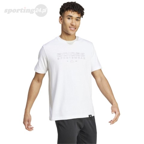 Koszulka męska adidas Tech Linear Graphic biała IW2690 Adidas Koszulka męska adidas Tech Linear Graphic biała IW2690 Adidas