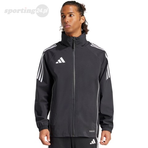 Kurtka męska adidas Tiro 24 Rain czarno-biała IJ7390 Adidas teamwear Kurtka męska adidas Tiro 24 Rain czarno-biała IJ7390 Adidas teamwear