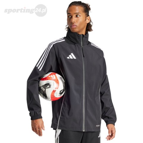 Kurtka męska adidas Tiro 24 Rain czarno-biała IJ7390 Adidas teamwear Kurtka męska adidas Tiro 24 Rain czarno-biała IJ7390 Adidas teamwear