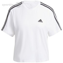 Koszulka damska adidas Essentials 3-Stripes Single Jersey Crop Top biało-czarna HR4915 Adidas