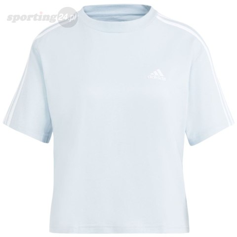 Koszulka damska adidas Essentials 3-Stripes Single Jersey Crop Top błękitna IS1568 Adidas Koszulka damska adidas Essentials 3-Stripes Single Jersey Crop Top błękitna IS1568 Adidas