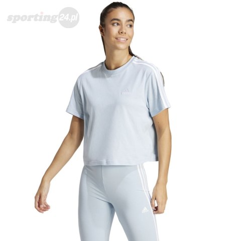 Koszulka damska adidas Essentials 3-Stripes Single Jersey Crop Top błękitna IS1568 Adidas Koszulka damska adidas Essentials 3-Stripes Single Jersey Crop Top błękitna IS1568 Adidas