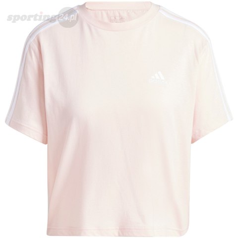 Koszulka damska adidas Essentials 3-Stripes Single Jersey Crop Top różowa IY4227 Adidas Koszulka damska adidas Essentials 3-Stripes Single Jersey Crop Top różowa IY4227 Adidas