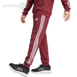 Spodnie męskie adidas Essentials Fleece 3-Stripes Tapered Cuff bordowe JG5951 Adidas