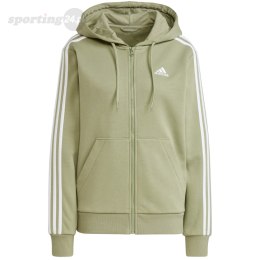 Bluza damska adidas Essentials 3-Stripes Full-Zip Fleece Hoodie oliwkowa JP2352 Adidas