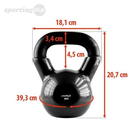 KNV08 BLACK KETTLEBELL ŻELIWNY POKRYTY WINYLEM HMS KNV08 BLACK KETTLEBELL ŻELIWNY POKRYTY WINYLEM HMS