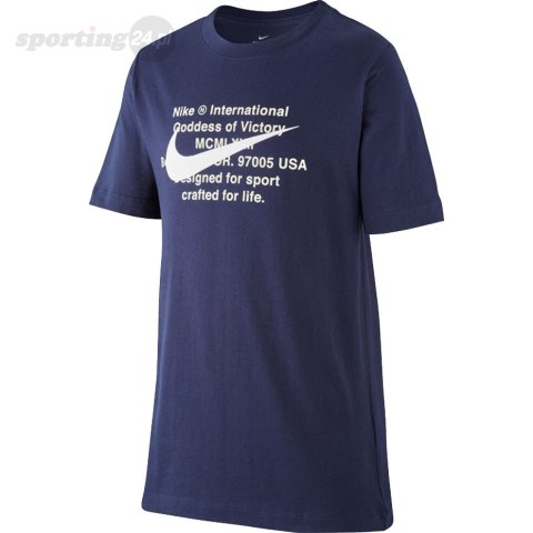 Koszulka dla dzieci Nike Tee Swoosh For Life granatowa CT2632 451 Nike Koszulka dla dzieci Nike Tee Swoosh For Life granatowa CT2632 451 Nike