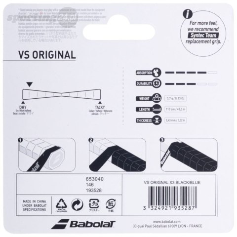 Owijka Babolat Vs Orginal Feel 3 szt. czarno-żółta 653040 232/200919 Babolat Owijka Babolat Vs Orginal Feel 3 szt. czarno-żółta 653040 232/200919 Babolat