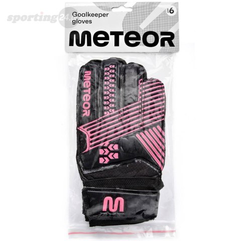 Rękawice bramkarskie Meteor Catch czarno-różowe 16590-16591-16592 Meteor Rękawice bramkarskie Meteor Catch czarno-różowe 16590-16591-16592 Meteor