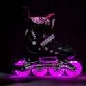 NH10905 4w1 RÓŻOWE LED ROZM. M(35-38) ŁYŻWOROLKI Z WYM. PŁOZĄ HOKEJOWĄ NILS EXTREME