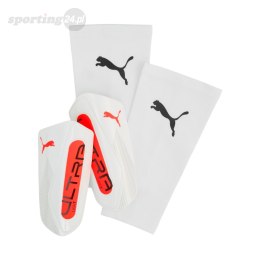 Ochraniacze piłkarskie Puma Ultra Light Sleeve biało-pomarańczowe 30989 01 Puma