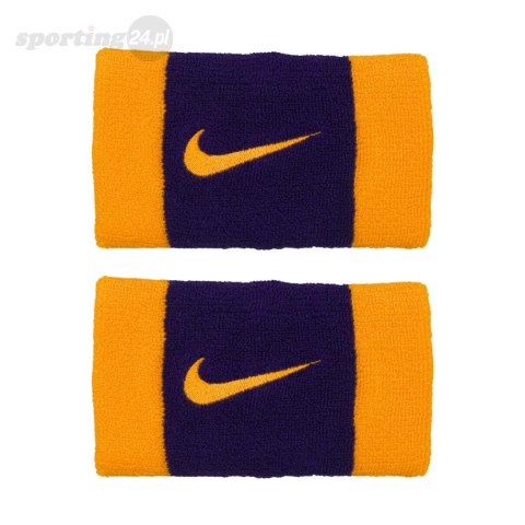 Frotki na nadgarstki Nike Swoosh Doublewide Wristbands fioletowo-żółte N0001586730 Nike