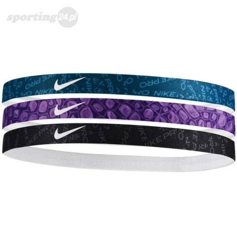 Opaski na włosy Nike Headbands 3 szt. czarna, fioletowa, niebieska N0002560428OS Nike Opaski na włosy Nike Headbands 3 szt. czarna, fioletowa, niebieska N0002560428OS Nike
