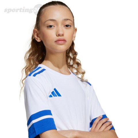 Koszulka dla dzieci adidas Squadra 25 biało-niebieska JJ0060 Adidas teamwear Koszulka dla dzieci adidas Squadra 25 biało-niebieska JJ0060 Adidas teamwear