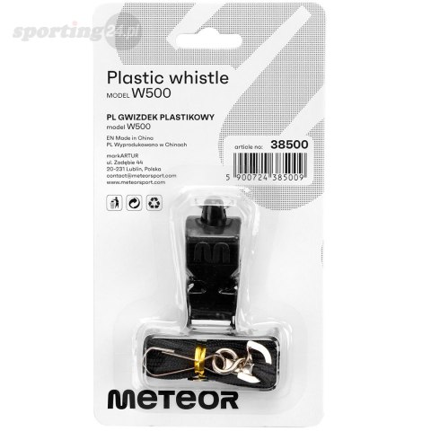 Gwizdek Meteor Wolf bezkulkowy plastikowy czarny 38500 Meteor Gwizdek Meteor Wolf bezkulkowy plastikowy czarny 38500 Meteor
