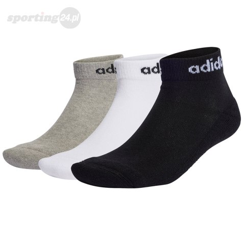 Skarpety adidas Linear Ankle Cushioned 3P czarne, białe, szare IC1304 Adidas